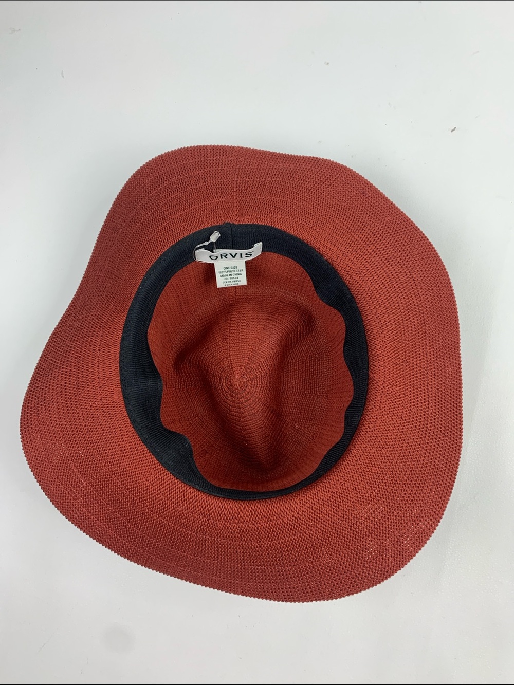 Orvis Rust brown Wide-Brim sun Hat & Dark Brown white Band Lightweight New - Picture 8 of 13